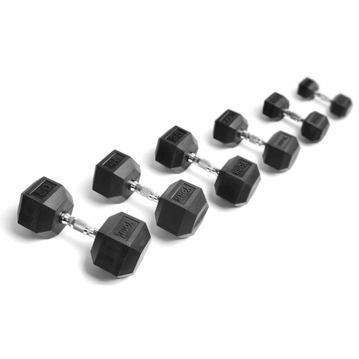 York Rubber Hex Dumbbell Set