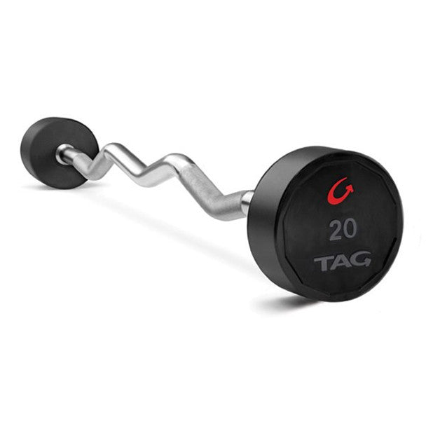 TAG Fitness (20-110 lb) Round Fixed Urethane Barbell Set & Rack